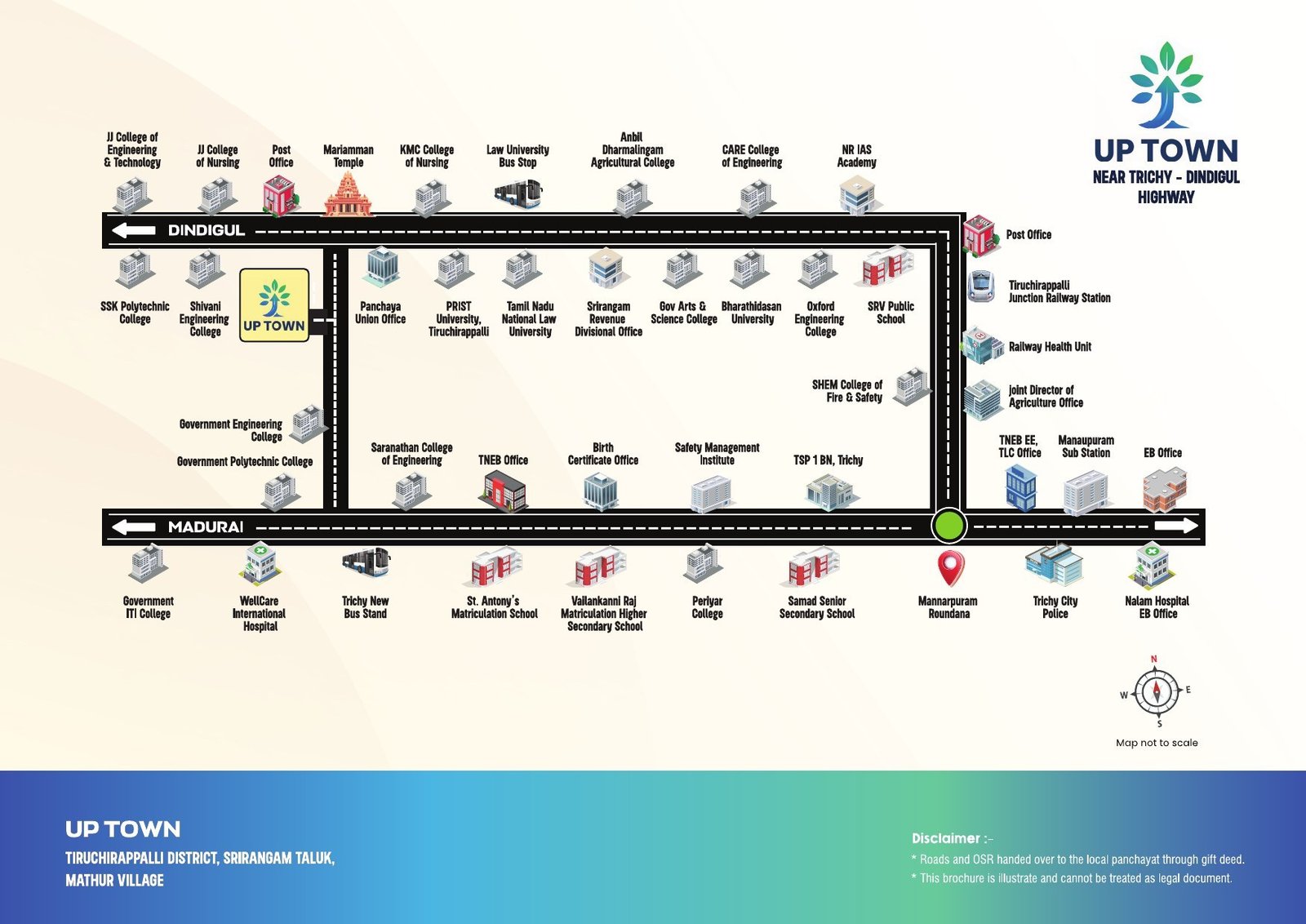 VIP Uptown Trichy Location Map — Near Trichy Dindigul Highway, Mathur Village, Srirangam